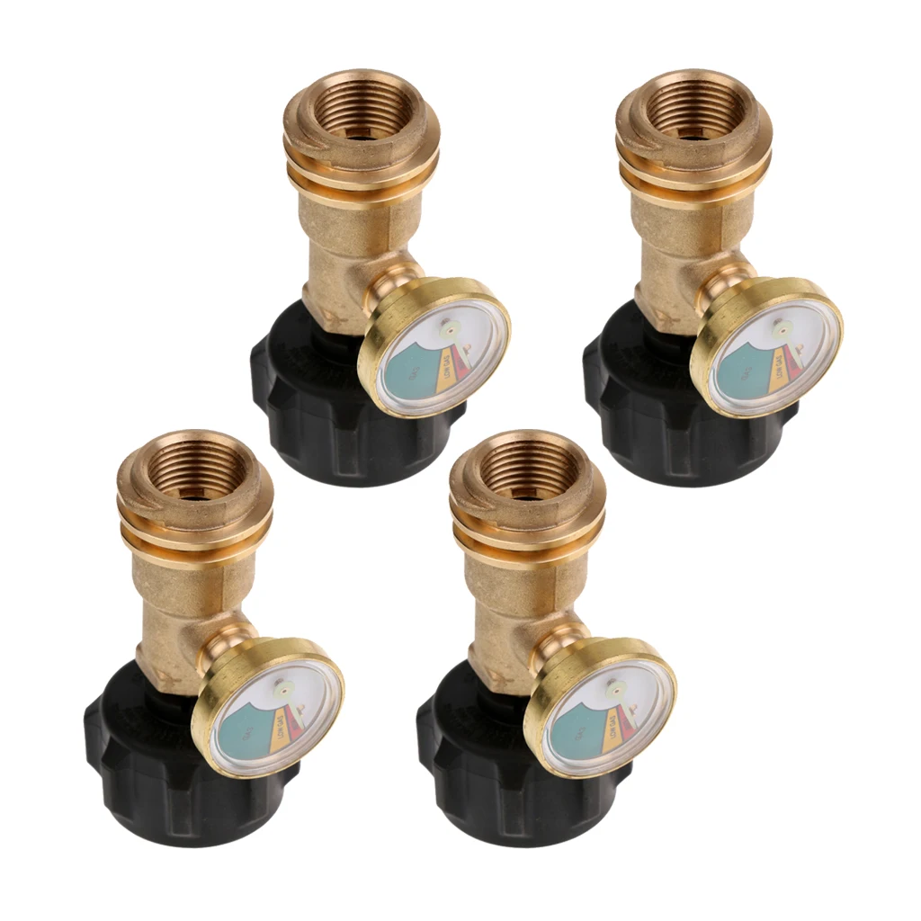 4 Propane Tank Gauge Gas Grill BBQ RV Pressure Adapter Meter Lever Indicator