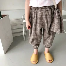 Коллекция года, Детские противомоскитные штаны Новые летние товары, штаны принцессы в японском стиле с изображением лени и котенка для мальчиков Тонкие штаны-фонарики для девочек