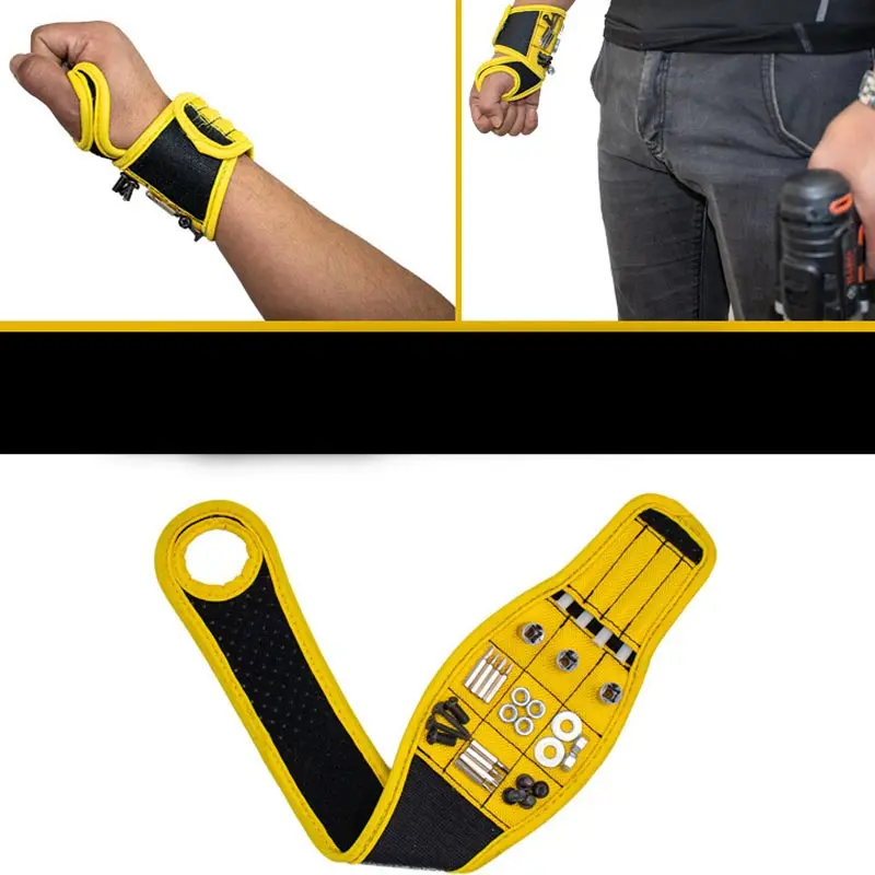 Magnetic Wristband with Strong Magnets Holds Screws, Nails, Drill Bit Portable Repairing Hand Tool Holder Storage Wrist Belt metal tool chest