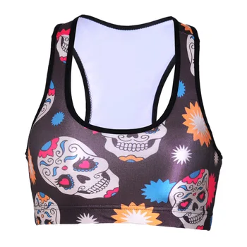 

Digital printing new retro skull Bra vest vest shirts Gym Shirt Women Vest Gym Deportivo Mujer