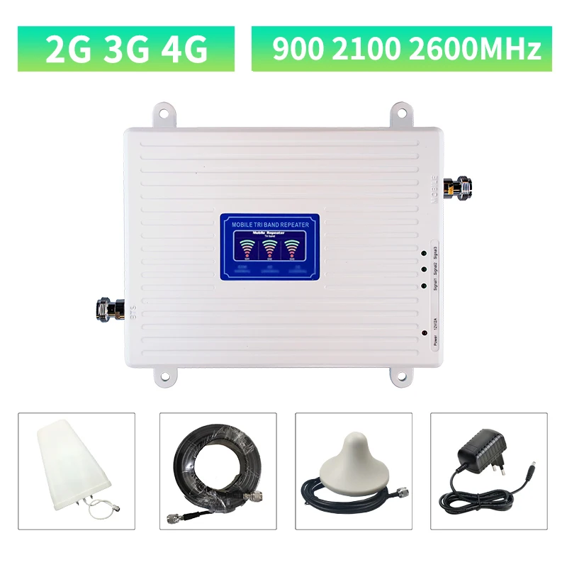 Усилитель сигнала сотовой связи GSM 2G 3G 4G трехдиапазонный 900/2100/2600 МГц | Мобильные