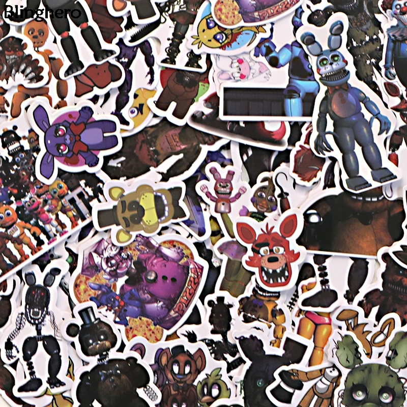 

Blinghero Five Nights at Freddy Stickers 58Pcs/set Bear Stickers Skateborad Car Stickers Luggage Sticker Cool Decals BH0124