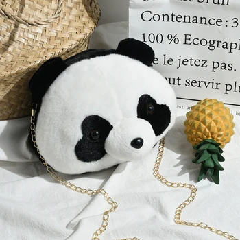 

Cute Mini Messenger Bag Panda Shape Girls Shoulder Bag Chain Crossbody Bag Women Zipper Messenger Bag Zipper Purse