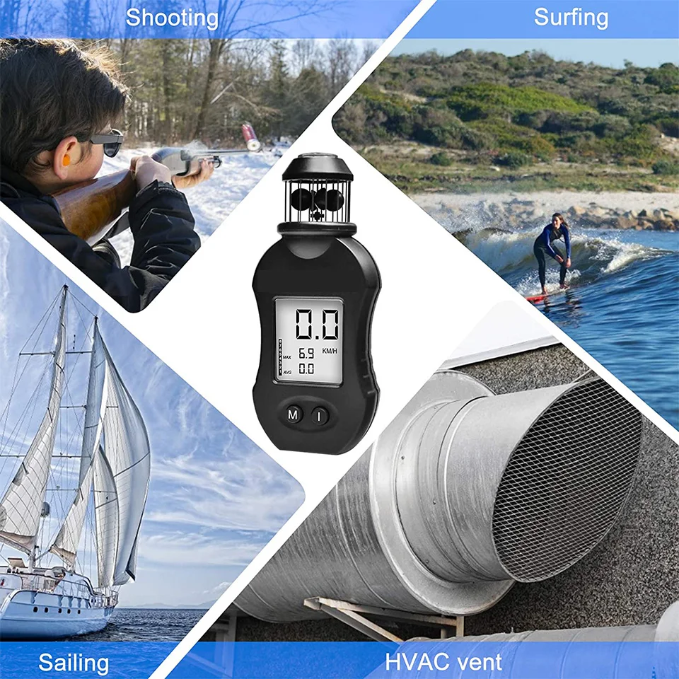 최신 휴대용 풍속계, HP-876 디지털 풍속계, HVAC 환기구, 보트 항해, 사격용 풍량 측정