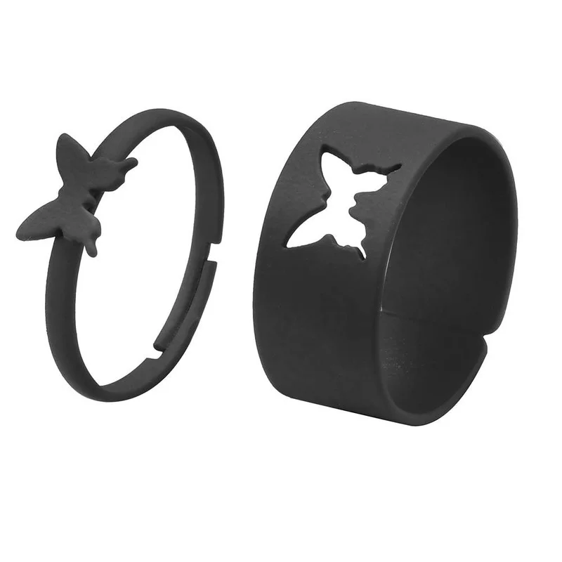 Punk Colorful Snake Butterfly Lover Couple Rings Set for Women Men Engagement Wedding Adjustable Opening Rings Fashion Jewelry wedding rings finger rings fashion rings engagement rings fashion ring couple rings punk rings