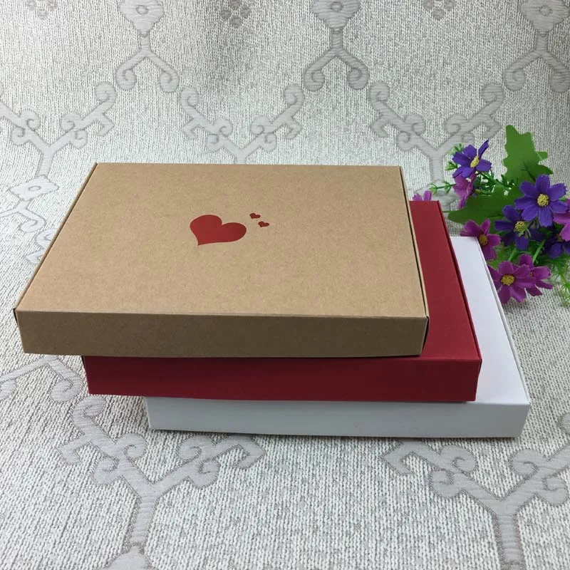 

50pcs/lot Kraft Paper Box brown White red Box gift Baby clothes Packaging Boxes