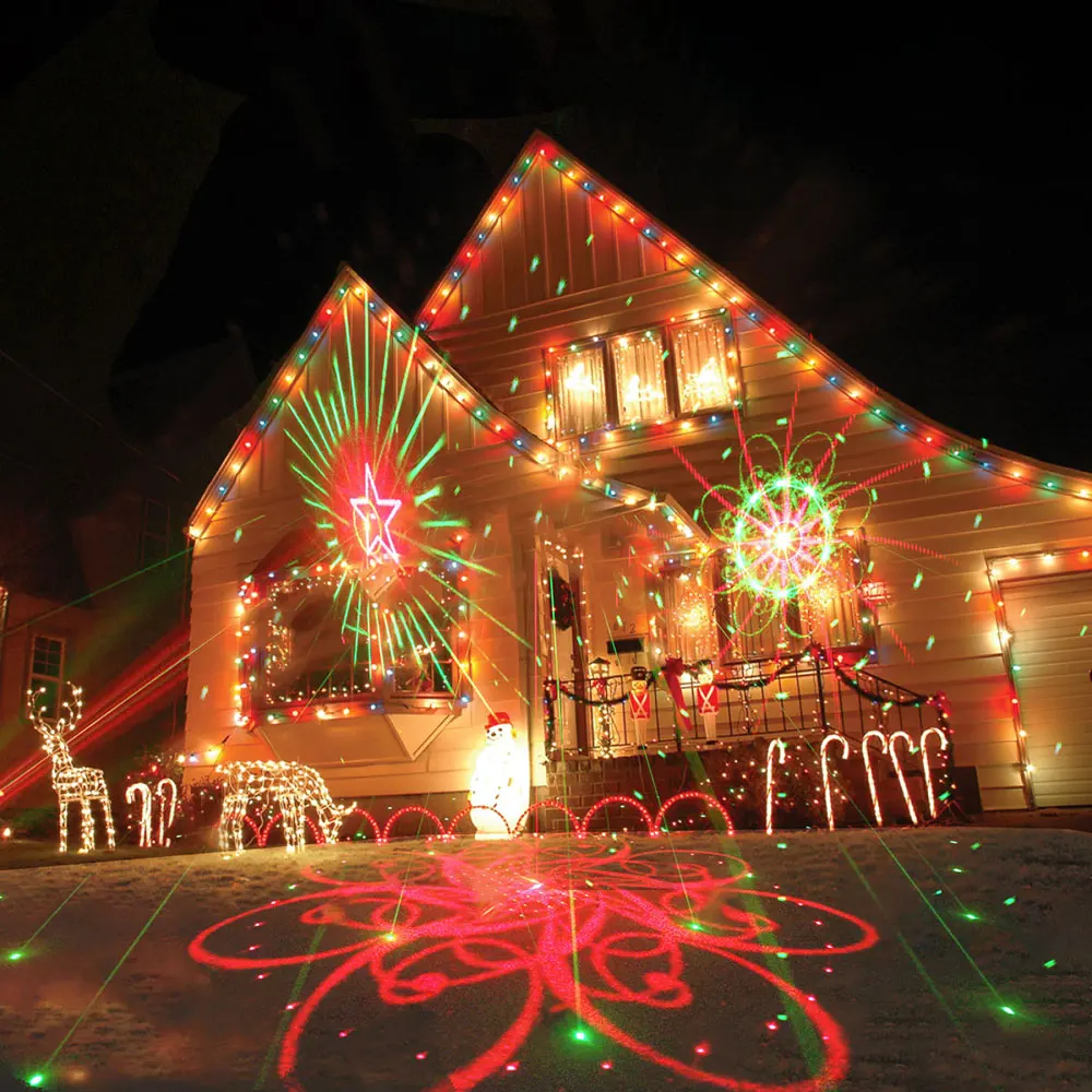 Outdoor Christmas Projector New Year Laser Light Garden Lawn Decoration House Xmas Window Holiday's Street Fairy Lighting