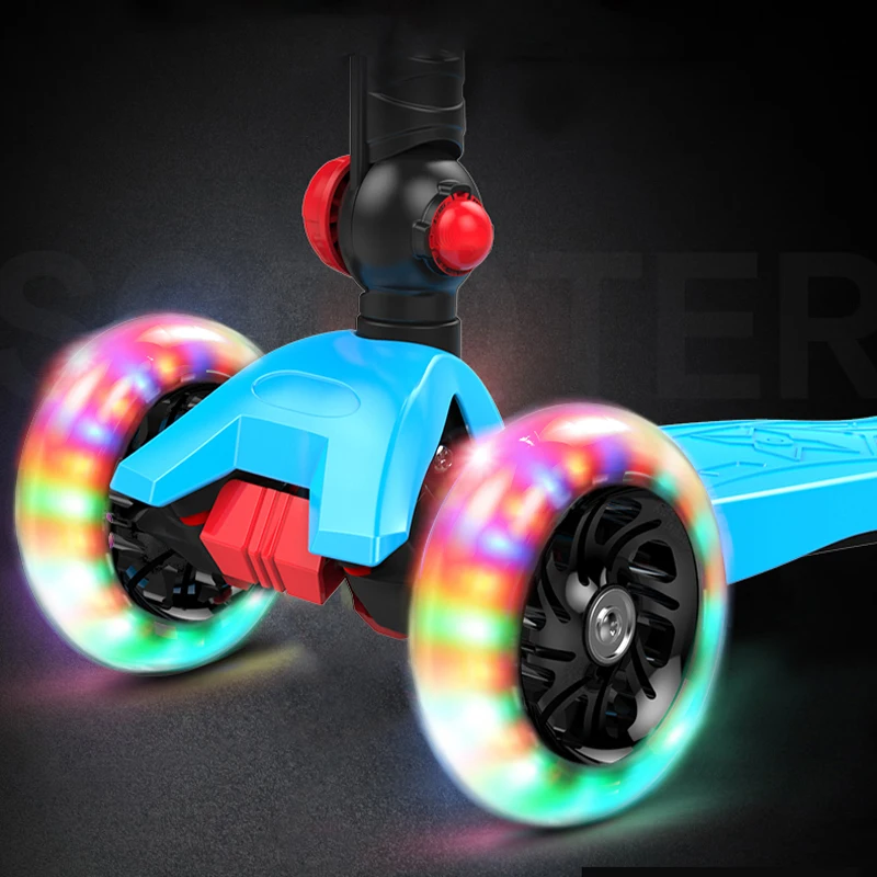 Детские светящиеся Детские скутеры светящиеся колеса Graffit складной автомобиль съемный регулируемый по высоте детский скутер с противоскользящей игрушкой