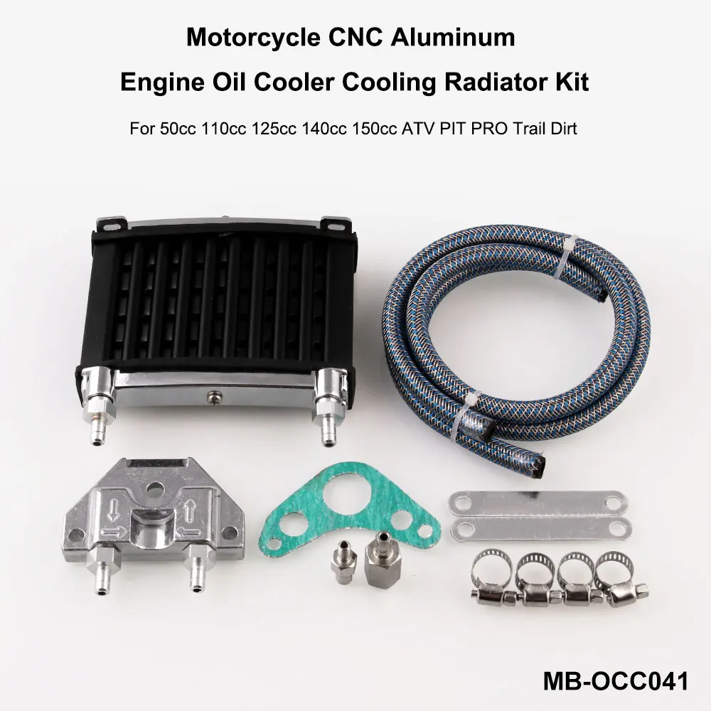 

Hot MB-OCC041 Universal Motorcycle CNC Aluminum Engine Oil Cooler Cooling Radiator Kit for 50cc-150cc ATV PIT PRO Trail Dirt