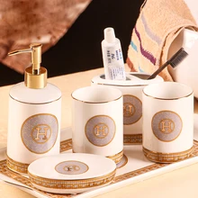 Набор аксессуаров для ванной комнаты, керамический диспенсер для мыла, держатель для зубной щетки, мыльница, чашка для полоскания с подносом, набор из 5/6 предметов, свадебные подарки