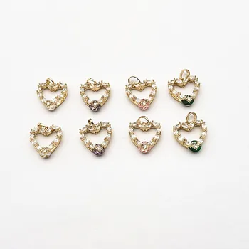 

New arrival! 22x16mm 30pcs Copper/Cubic Zirconia Heart Charm for Ear DIY Making parts,Jewelry Accessories Findings & Component