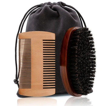 

Wood Beard Kit Beard Brush Set Double-Sided Styling Comb Scissor Repair Modeling Cleaning Care Kit for Men