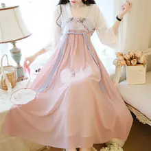 Lato kobiety chiński styl tradycyjny Hanfu szyfonowa sukienka Retro wróżka etap taniec ludowy księżniczka Cosplay kostiumy strój RV56 tanie i dobre opinie CN (pochodzenie) WOMEN POLIESTER