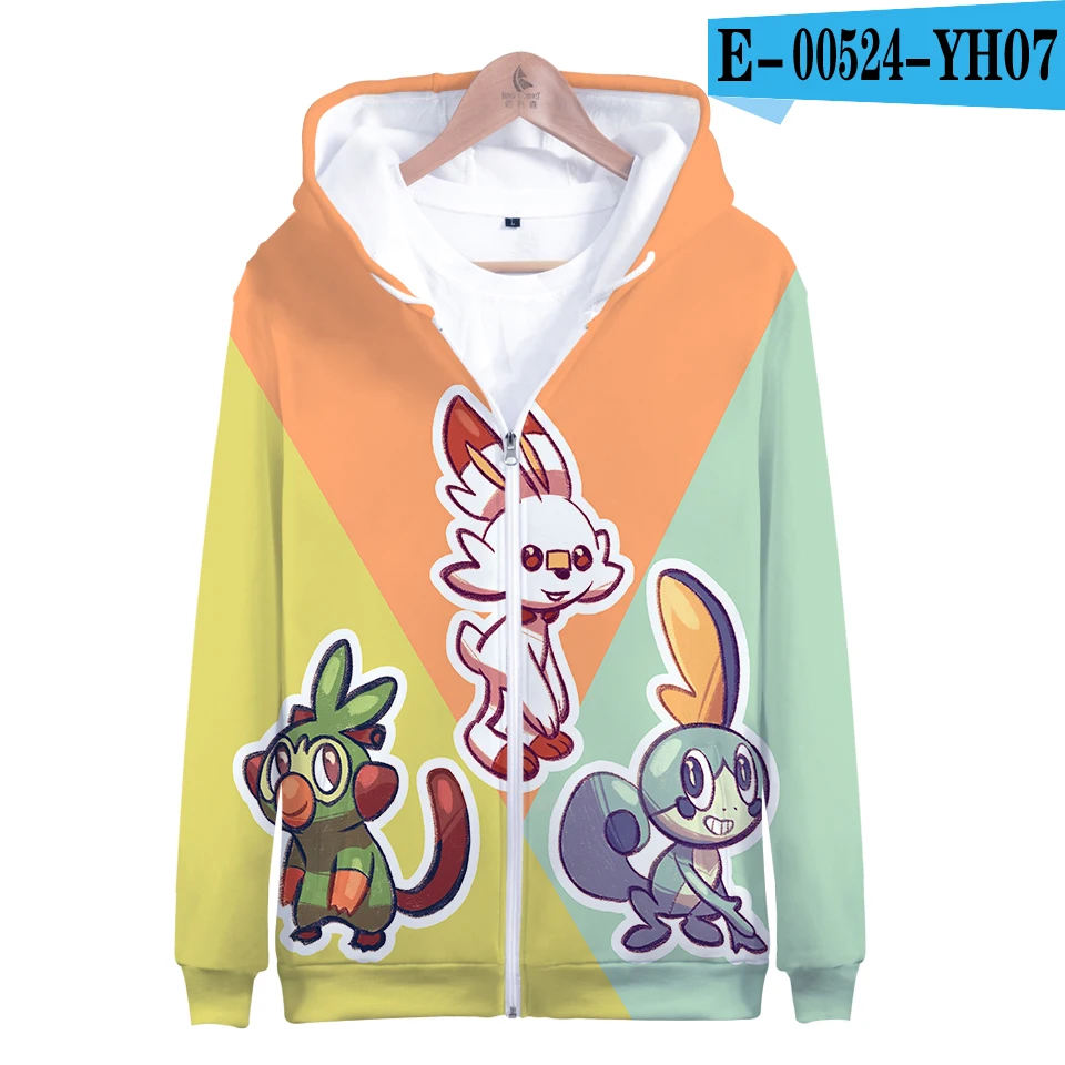 color6 Pokemon Sword and Shield 3D толстовки на молнии для мужчин и женщин унисекс толстовки с капюшоном спортивный костюм на молнии хип-хоп одежда на молнии - Цвет: color6