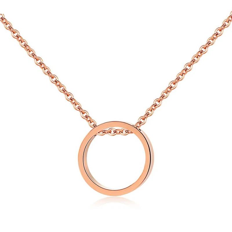 

VJ Fashion Elegance Rose Gold Circle necklaces collarbone Pendant Jewery For Women Birthday Valentine's Gift Necklace