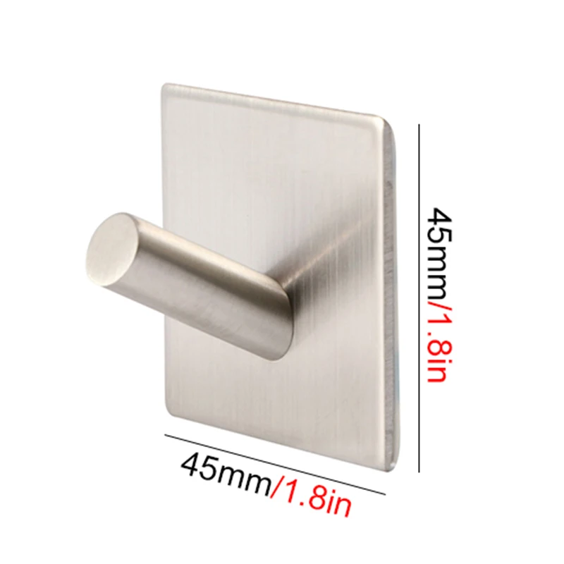 WALFOS 3M Self Adhesive Wall Door Back Hooks Heavy Duty Stainless Steel Clothes Hanger Bathroom Kitchen Towel Rustproof Hook 6