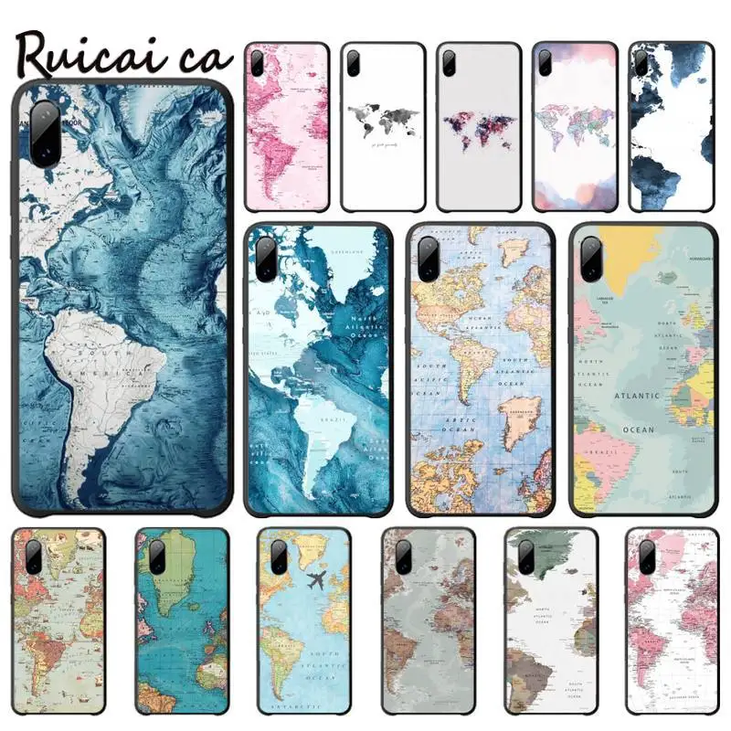 Ruicaica карта мира арт мобильный телефон чехол для Iphone 5s Se 6 6s 7 8 Plus X Xs Max Xr 11 Pro