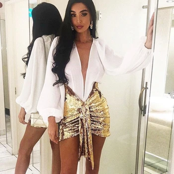 

2019 Fashion Sequin Gold Silver Black Sexy Skirt Women Club Mini Casual Party New Summer Luxury Celebrity Evening Skirts