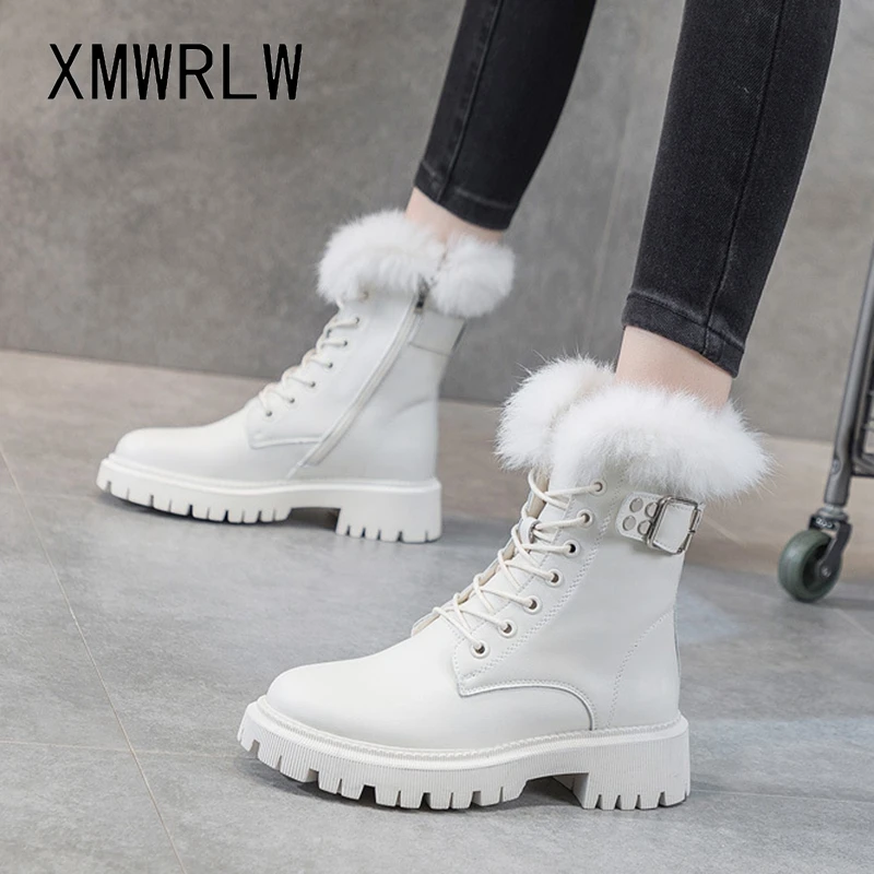 

XMWRLW Genuine Leather Snow Boots For Women Ankle Boots 2021 Winter Fashion Fur Women Snow Shoes Warm Plush Winter Boot Shoes