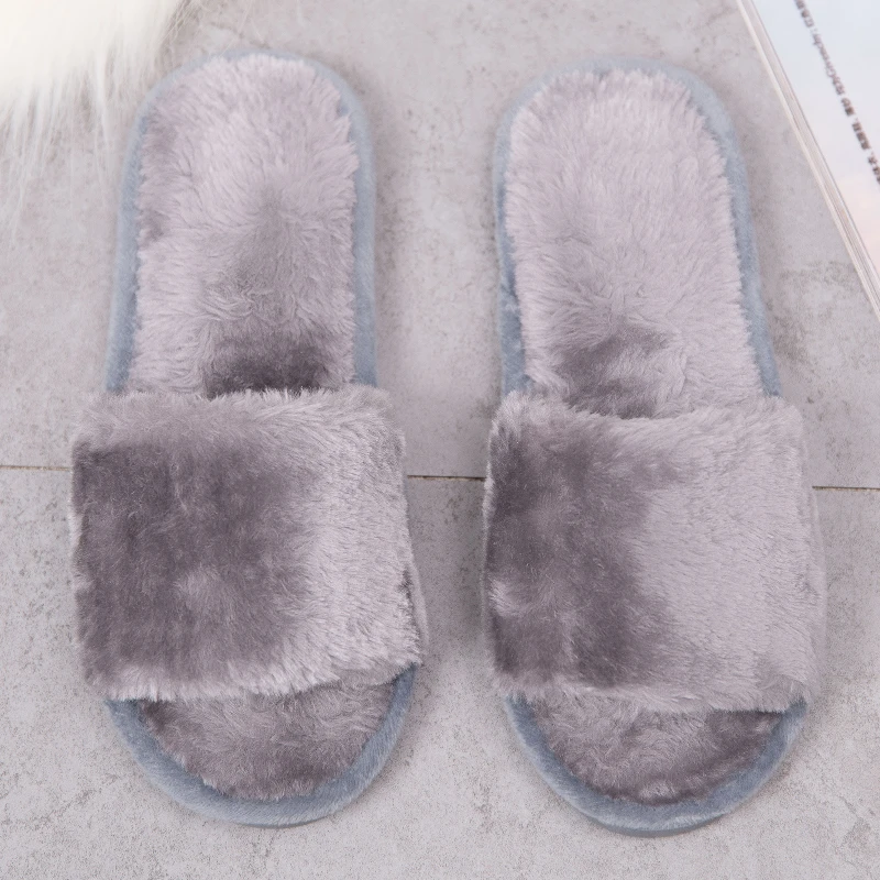 New Women Home Slippers Winter Warm Flip Flops Shoes Woman Slip On Flats Slides Female Comfortable Faux Fur Slippers