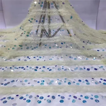 

New Design French Net Sequin Lace Fabric 2019 Latest African Sequence Lace Fabric With Embroidery Tulle Fabric