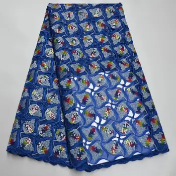 

Royal blue African Organza Sequins Lace Fabric High Quaity Nigerian Lace Fabrics French Tulle Lace For Party Dress PSA518-4