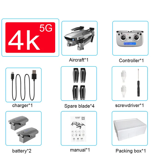 Дрон SG907 gps 4k HD 1080P 5G wifi Двойная камера электронный антивибрационный персонаж Дрон камера Квадрокоптер Дроны с камерой - Цвет: 4k 2 battery