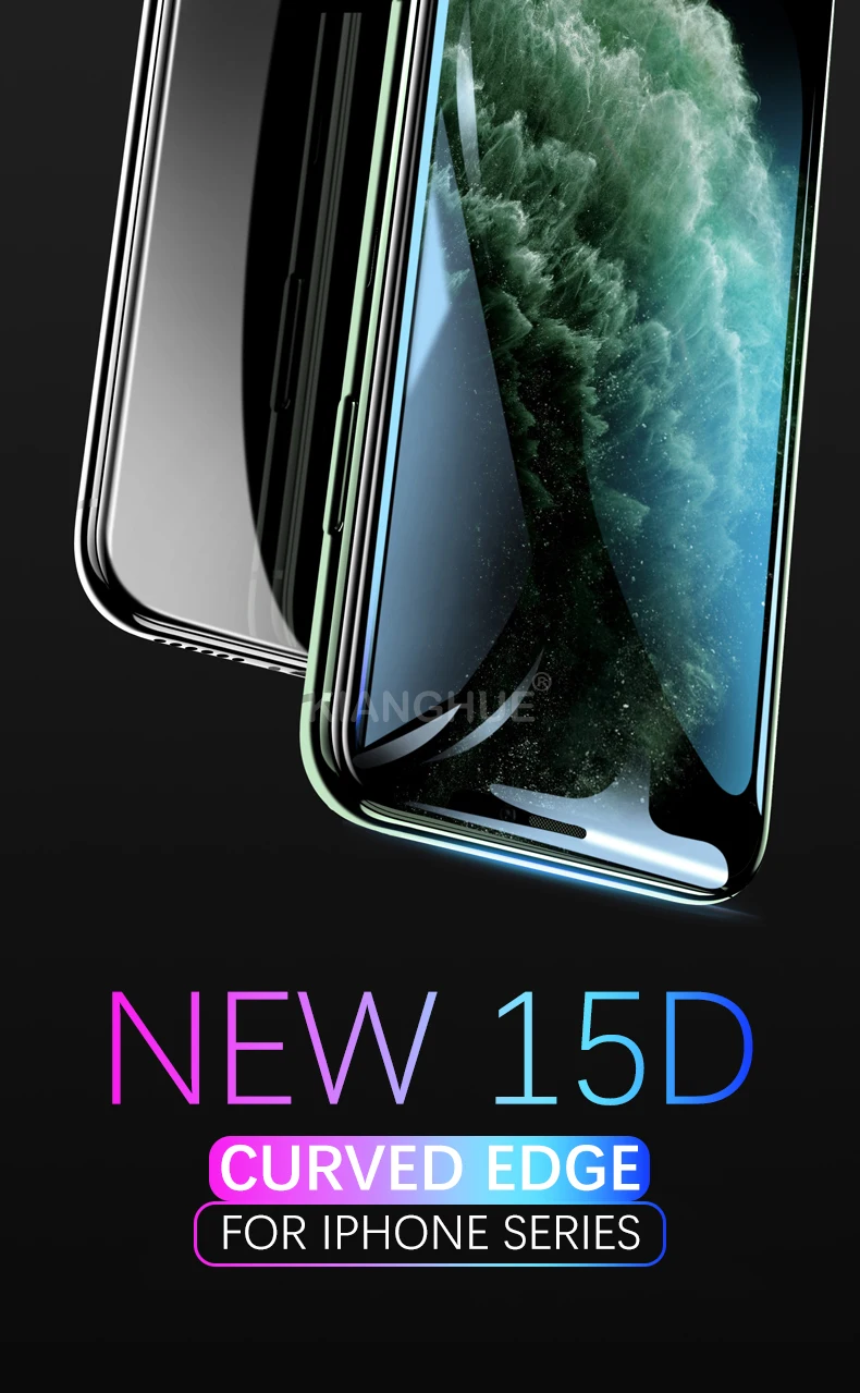 15D полное покрытие защитное закаленное стекло на Iphone 11 Pro Max Xs Max Xr X 8 7 6s 6 Plus Защитная пленка для экрана