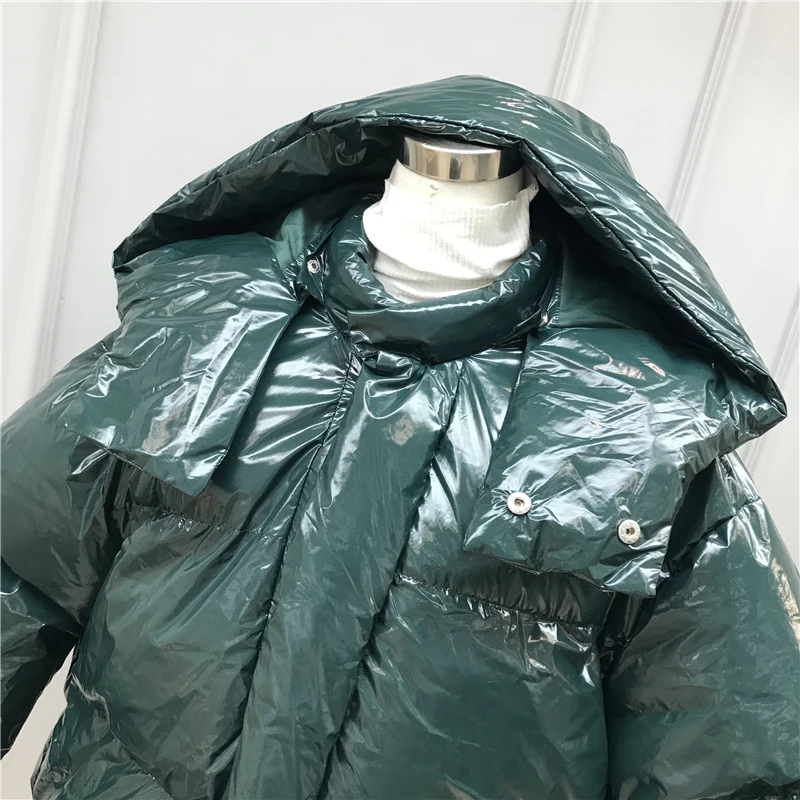 Glossy Women Winter Jacket Hooded Women Parkas Warm Cotton Jackets Waterproof Coat Down Parka For Women