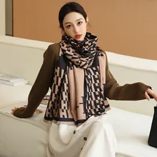 Autumn And Winter New Warm Double-Sided Imitation Cashmere Women Printed  Thick Scarf Shawls Women's Thin Blanket