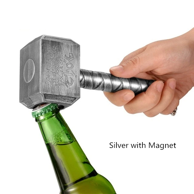 Silver with Magnet Серебряная открывалка для пивных бутылок многофункциональная Молот Тора в форме открывалка для бутылок пива с длинной ручкой Bottler мягкая штопор для напитков - Цвет: Silver with Magnet
