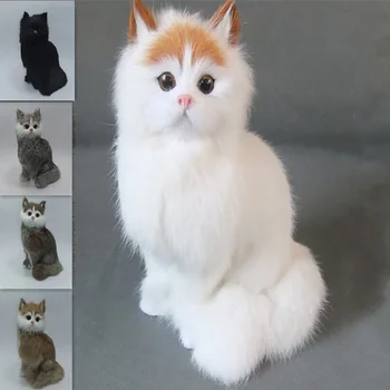 

Simulation Cat Realistic Cute Plush White Cats Toys Cat Dolls Table Decor Kids Boys Girls Gift
