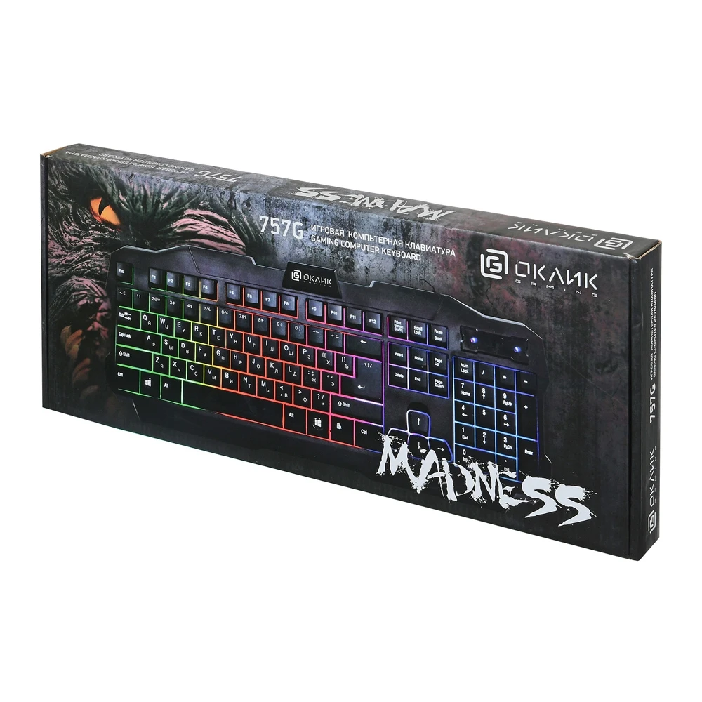Клавиатура Oklick 757G MADNESS черный USB for gamer LED