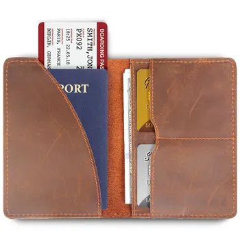 

Genuine Leather Passport Cover Men Wallet ID Credit Card Case Vintage Male Passport Holder