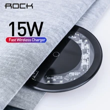 ROCK 15W QI Fast Wireless Charger สำหรับ Samsung S10 S8 S9 หมายเหตุ 9 โทรศัพท์มือถือที่มองเห็นได้ USB Charge Pad สำหรับ iPhone 11 X XS MAX XR 8P(China)