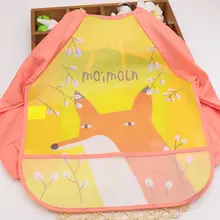 Детские нагрудники; удобные хлопковые водонепроницаемые нагрудники с длинными рукавами и рисунком; фартук