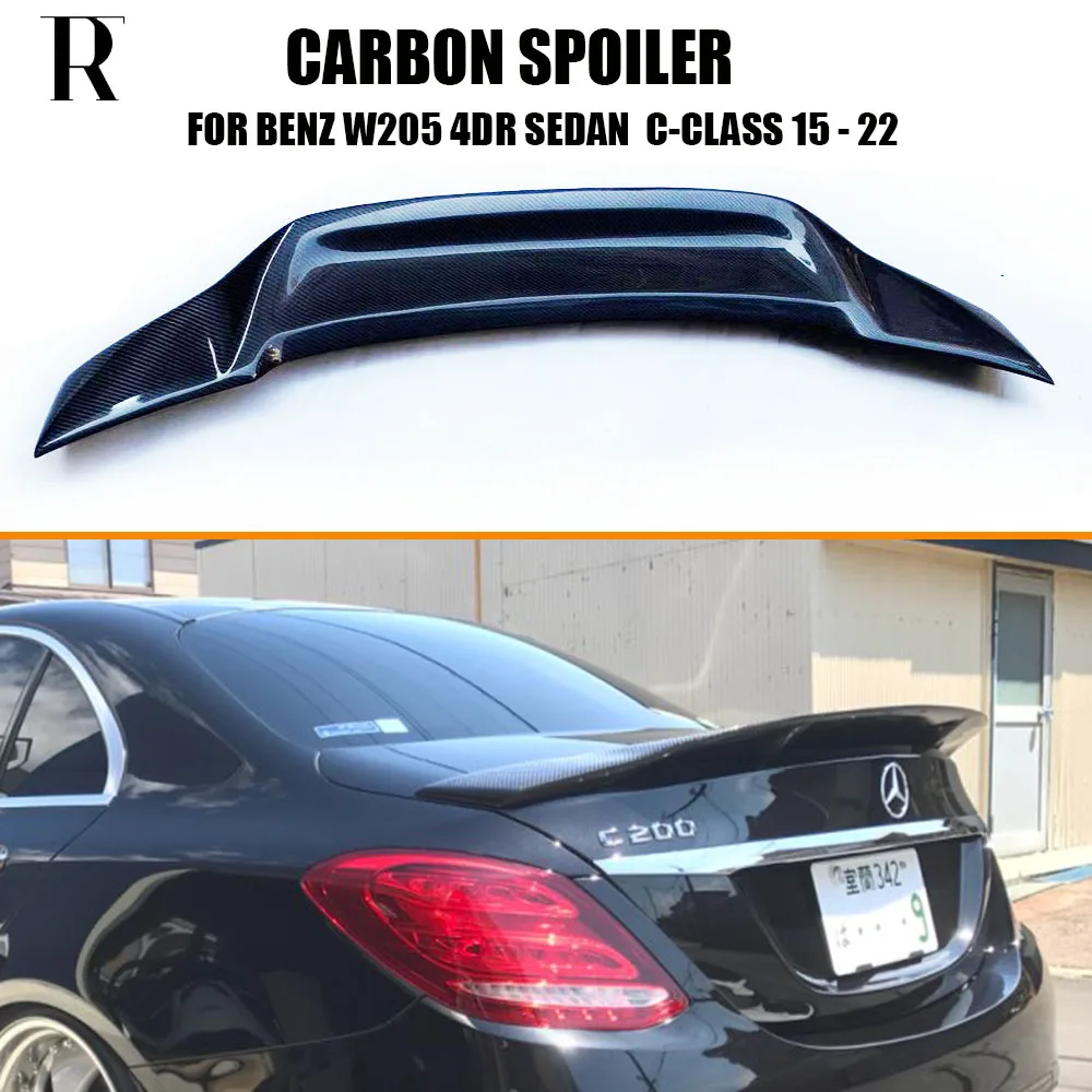R Стиль углеродное волокно заднее крыло для Mercedes Benz W205 C180 C200 C300 C43 & C63 AMG Седан 4
