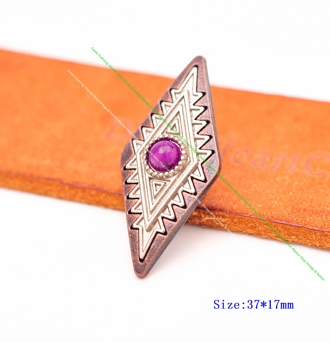 10pc antike kupfer weiß türkis leder handwerk gürtel sattel heft gepäck tasche koffer zubehör rhombus western conchos screw back – Detail 12
