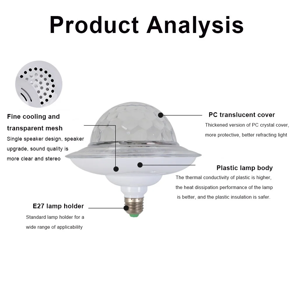 RGB сценический светильник вращающийся Bluetooth музыкальный лампочка Светильник СВЕТОДИОДНЫЙ Красочный Кристалл летающая тарелка волшебный шар светильник вечерние принадлежности для фестиваля