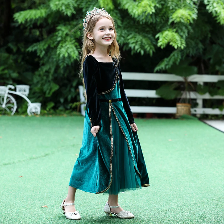 Girls Frozen Inspired Princess Elsa Anna Dress Up Party Costumes 