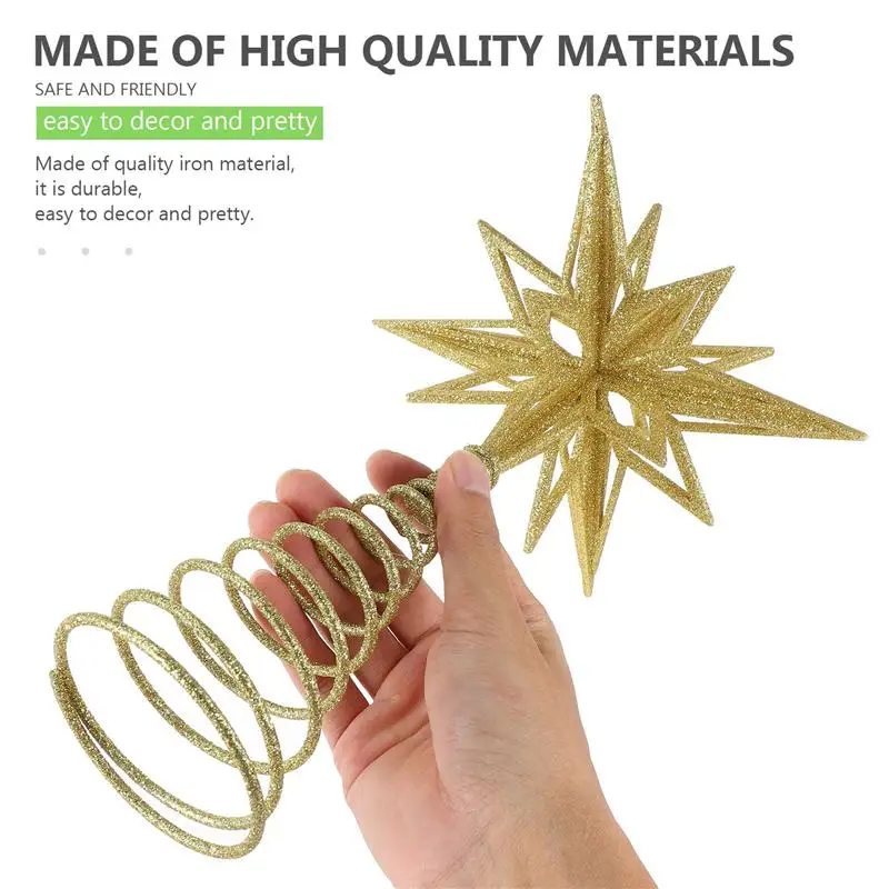 Gold/Silver Glitter Christmas Tree Top Iron Star Christmas Decorations For Home Xmas Tree Ornaments Navidad New Year christmas tree decoration christmas star decoration