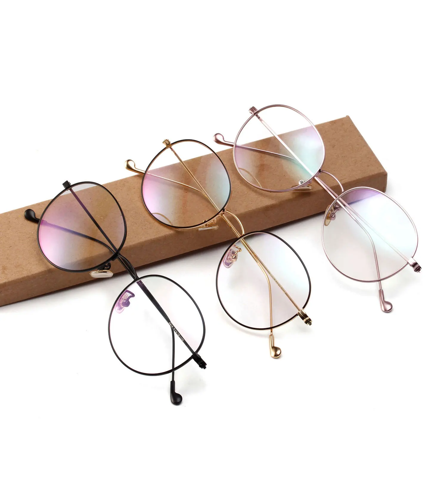 Круглые ретро металлические очки розовое плоское зеркало в раме для женщин можно использовать как зеркало для близорукости