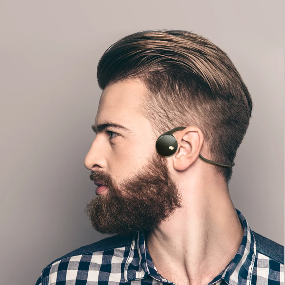 소니 화웨이 샤오미용 무선 블루투스 헤드폰, 골전도 헤드셋 스포츠 야외 이어버드 마이크가 있는 이어폰