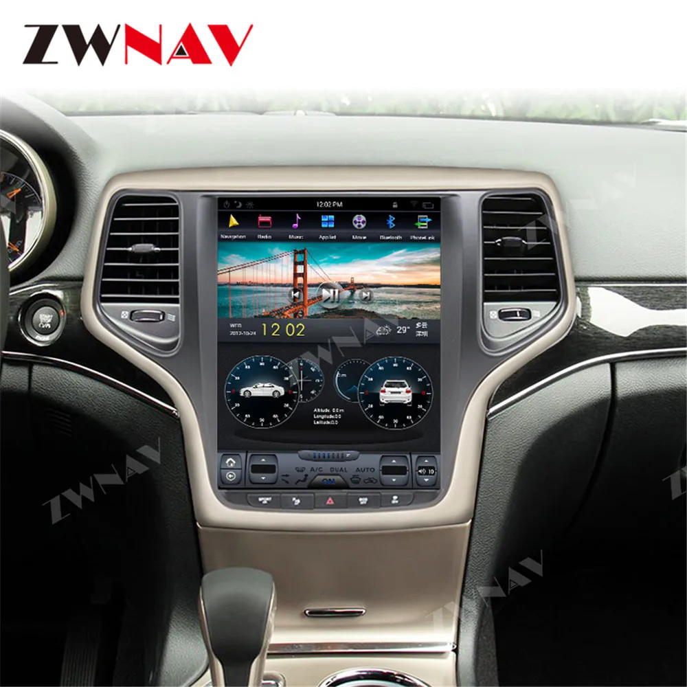 Discount Android 8.1 4GB ROM Tesla style Car GPS Navigation For JEEP Grand Cherokee 2014-2018 gold and black head unit multimedia player 1