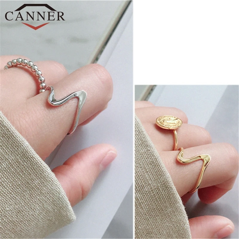 925 пробы Серебряное Открытое кольцо для женщин INS, холодное и Крутое минималистичное кольцо на палец для лица, свадебное регулируемое тонкое кольцо