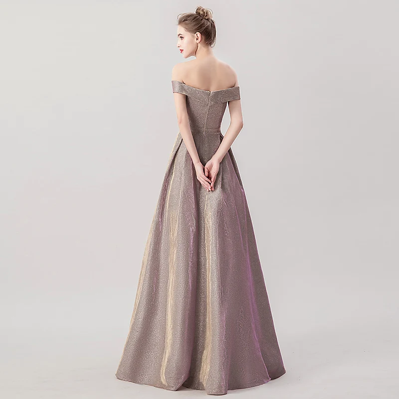 A-Line Bateau Off-The-Shoulder Длина пола элегантное вечернее/выпускное платье