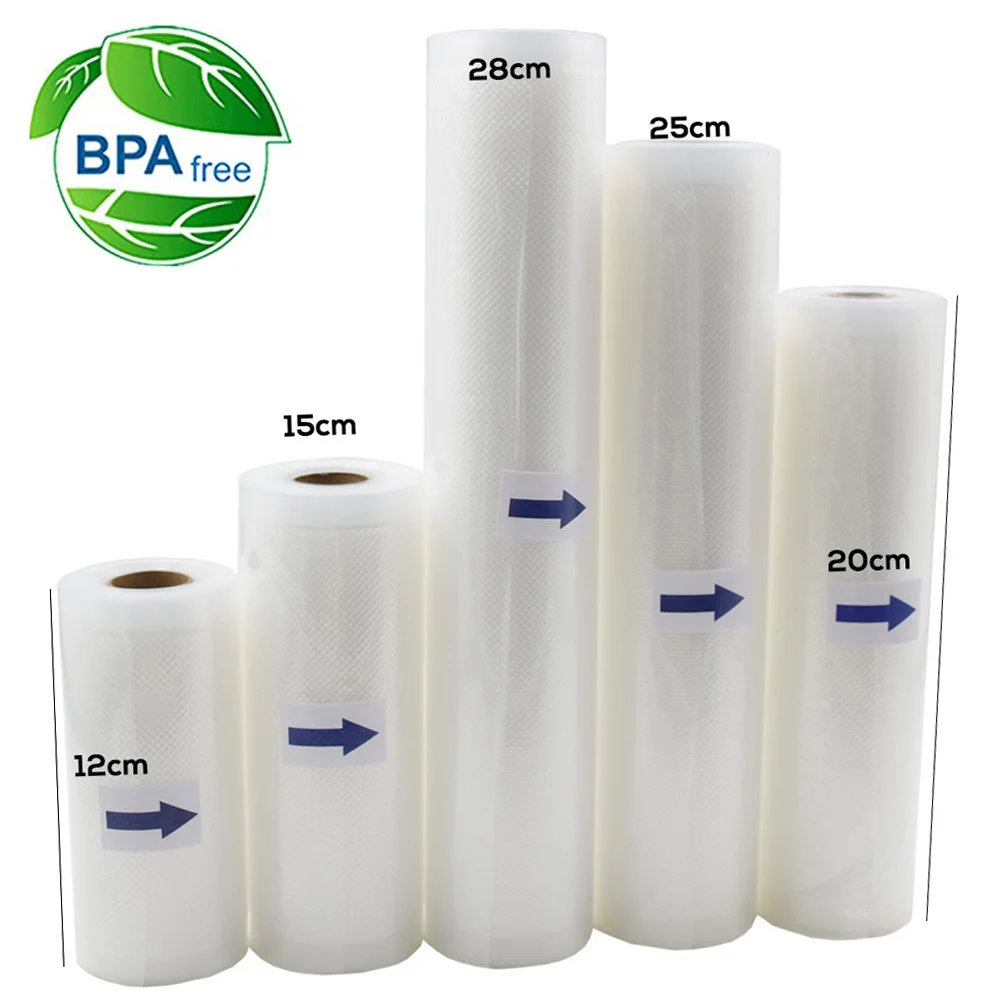 Sellador al vacío de alimentos para cocina, bolsa de almacenamiento de bolsas para sellado al vacío, bolsa de ahorro de alimentos, 12/15/20/25/28cm x 500cm/rollo