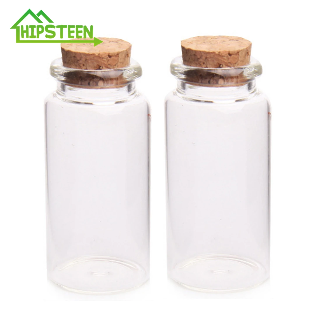 

2Pcs 22*50MM 10ML Glass Bottles Wishing Floating Bottle Empty Sample Storage Jars with Cork Stoppers - Transparent