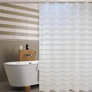 

Plastic Bath s15 Striped Curtain for Household el Home Decor Mold Proof with Hooks PEVA Shower Curtain