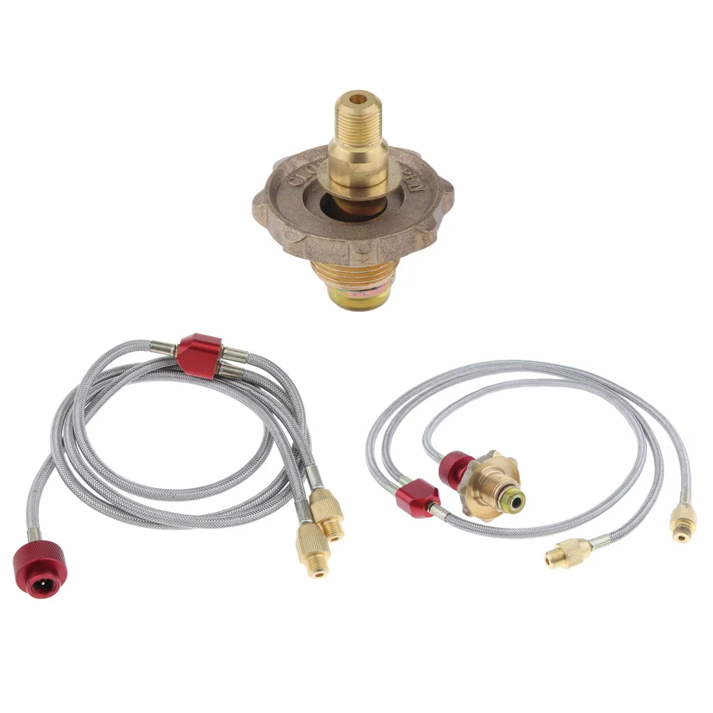 Propane Gas Tank Refill Adapter G Canister Hose Double Connection Hose for 2 Stoves Furnace for Outdoor Picnic Camping Cooking